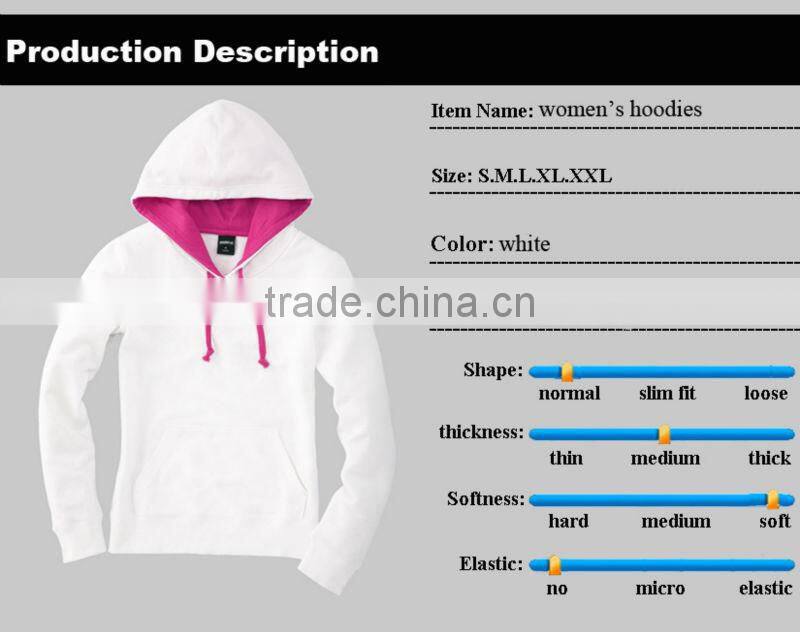 custom cheap 100% cotton plain white hoodie manufacturers pretty women hoodies wholesale
