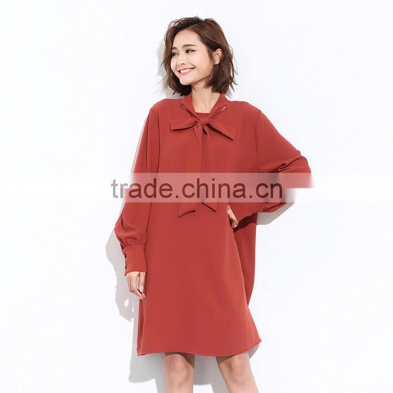 2017 new design ladies red chiffon long dress for women