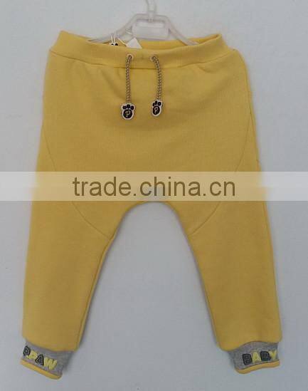 cute babies little bear printed yellow knit pant for winter