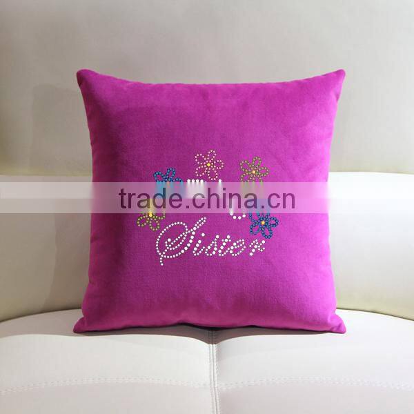 Christmas rhinestone motif cotton throw pillow