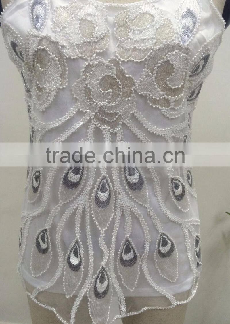 new lady's bead and sequin tank top with machine made