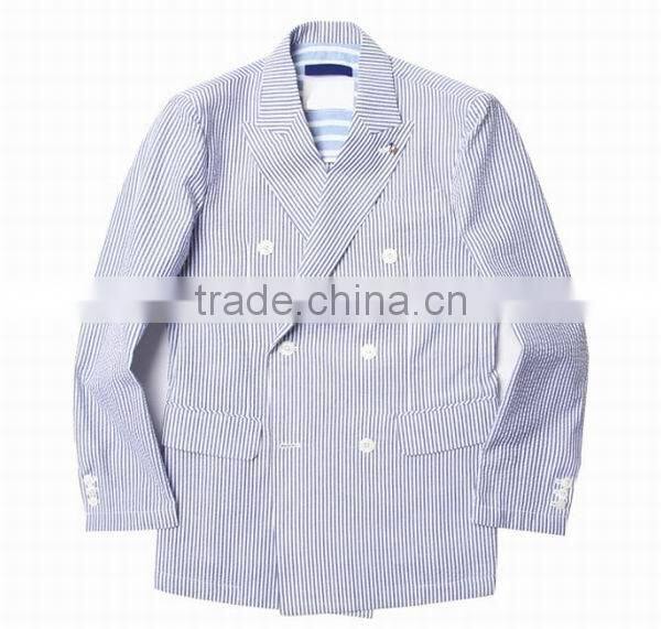 2017 Autumn Winter New Style Light Blue Seersucker tailored suits for men