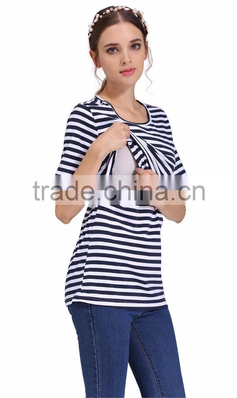 Wild Short Sleeve Nursing Clothes Small Fresh Breastfeeding Clothing Cotton Maternity Mother Outdoor Tops