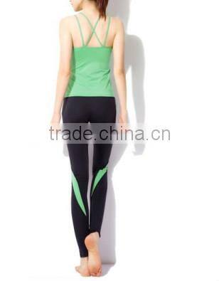 Woman Aerobics Pant Suit Yoga Shirts Body Building Clothing(Green)