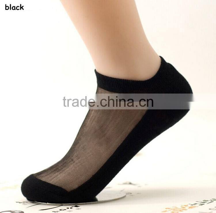 Women Lace Ankle Sock Soft Comfy Sheer Silk Cotton Elastic Mesh Knit Trim Transparent Ankle Socks