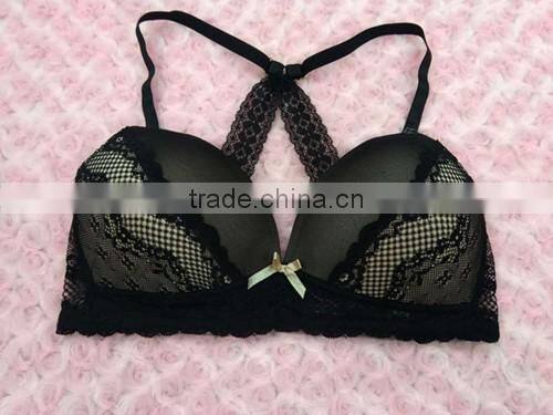 Hot popular ladies fashion mesh bra with lace