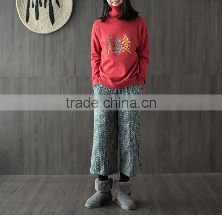 2017 NEW design christmas sweater christmas tree Embroidery turtleneck Customized sweater