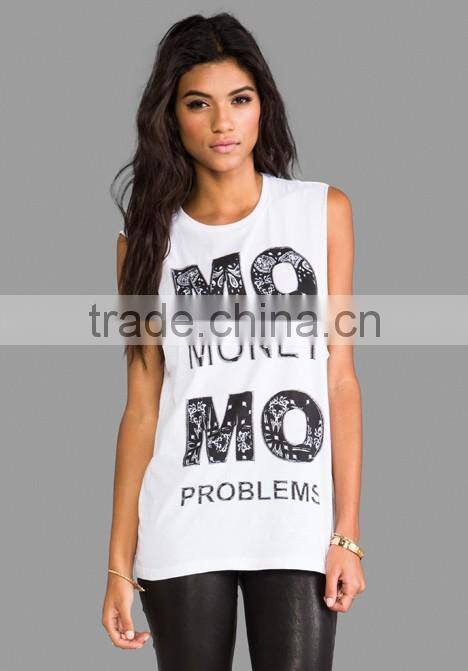 raw cut arm holes plain white tank top