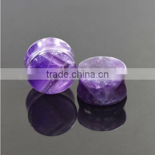 2017 Hot Amethyst Flare Plug with O Ring Natural Stone Ear Plug