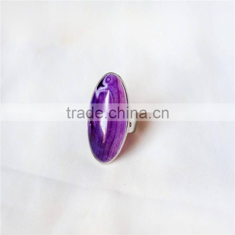 Natural Stone Agate Jade Egg Oval Pendant Ring