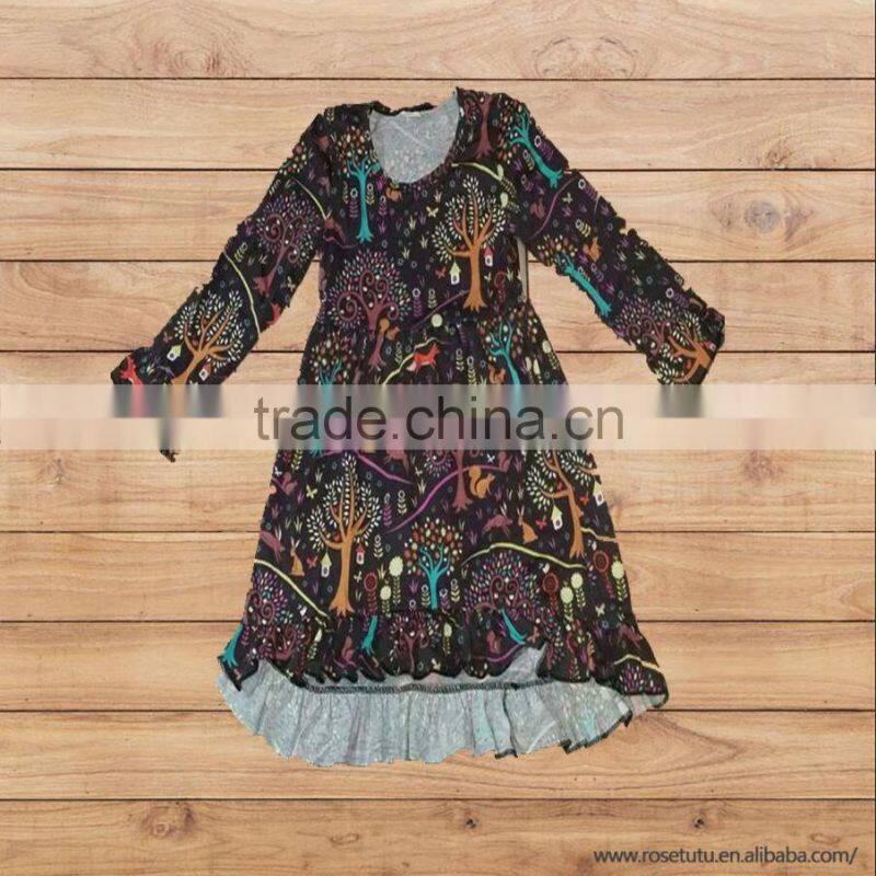 CH00277YIWU BOYA Cotton milk silk dress indeer roaming fabric pattern kids clothes wearing boutique dresses