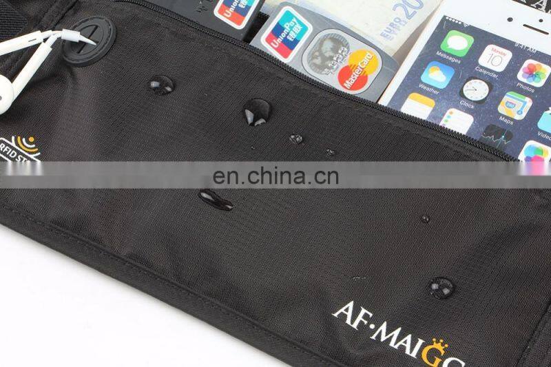 Black Color Smaller Ripstop Nylon Rfid Blocking Women Money Belt