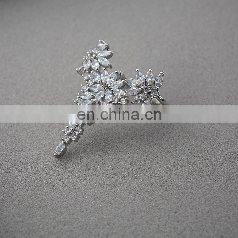 Exaggerated Feathers Zircon Ring Rhinestone Fashion Ladies Temperament Opening Ring