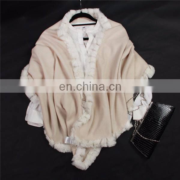 2016 new style wool cashmere rabbit fur shawl plain color women winter warm scarf