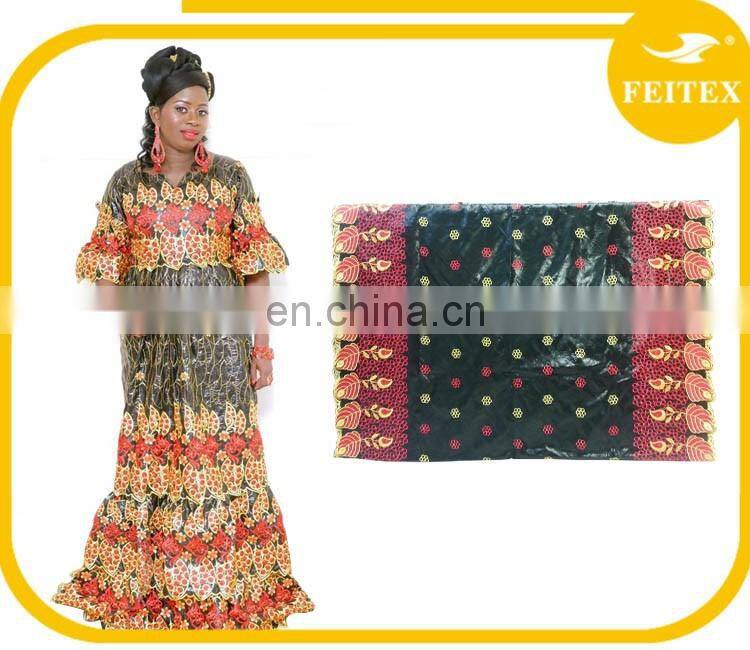 New African Cotton Damask Bazin Riche Dresses Embroidery For Women