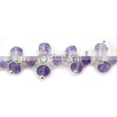 Black Onyx Gemstone Flower Chain/Gemstone Beaded Chain/wire wrapped beaded chain