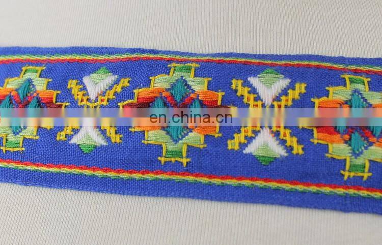 High quality embroidery jacquard ethnic ribbon trim for garment accessories