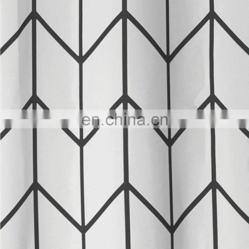 Extra long Black polyester hotel shower curtain with hooks