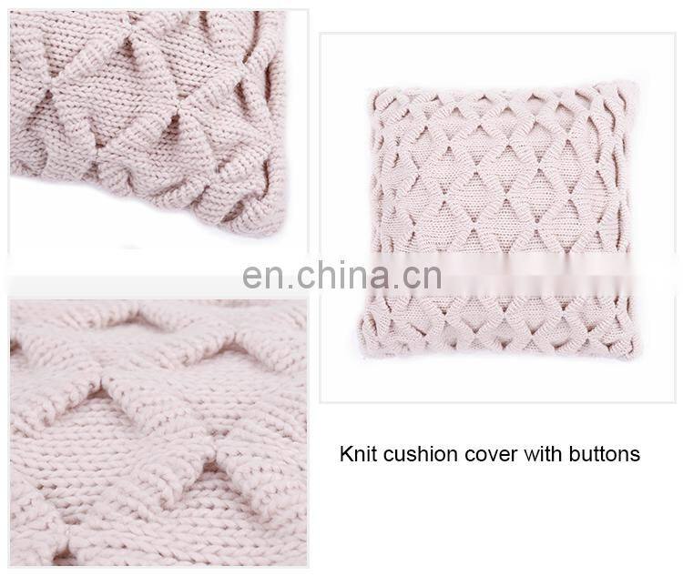 2018 American style knit home decorative sofa cushion cover with buttons