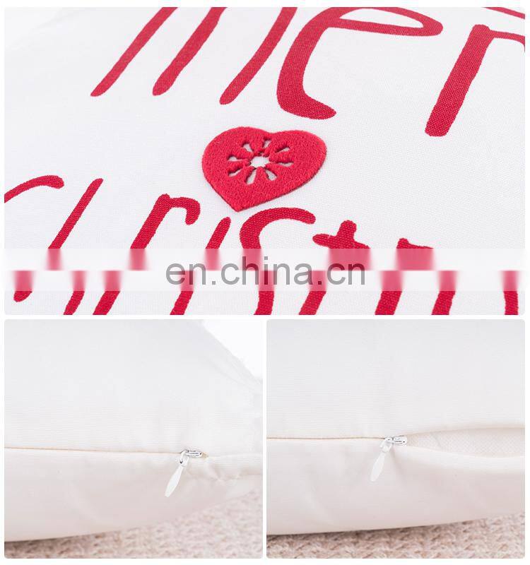 Custom Newest Design Printed Merry Christmas Theme Applique Work Cushion Cover