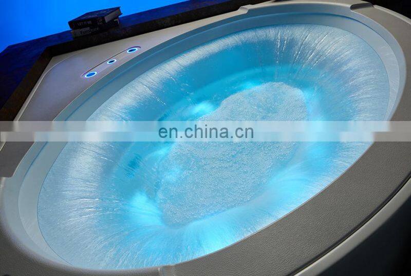 1550X1550X670mm Size One Person Luxurious Long Waterfall Corner Massage Bathtub