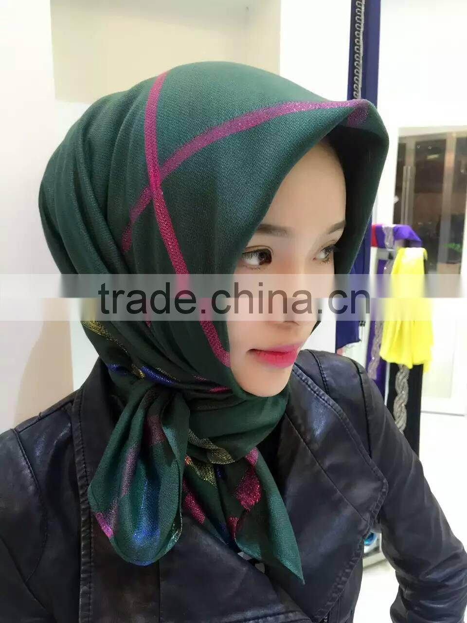 NEW 2016 90*90cm golden line muslim square scarf