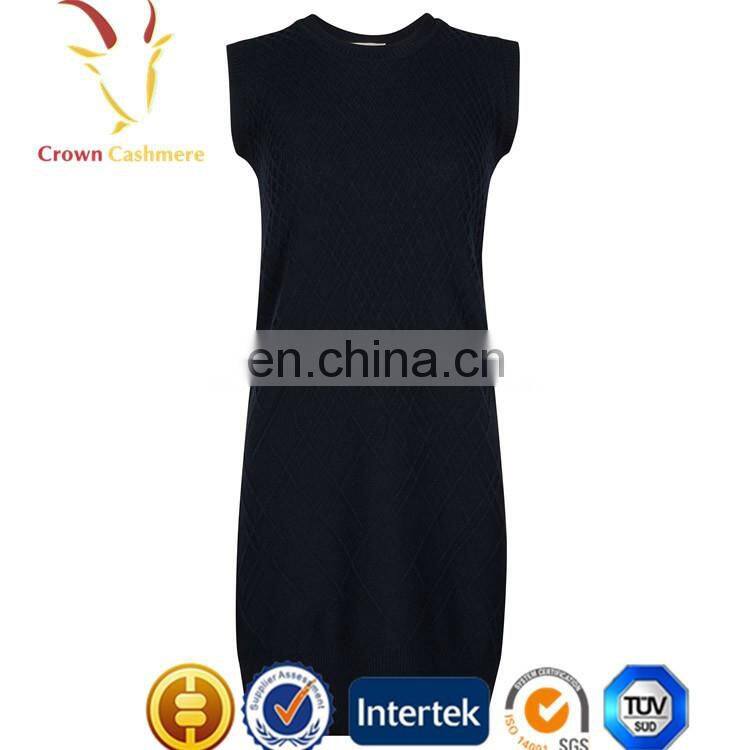 Women Long Dress Cable knitted Sleeveless Dress