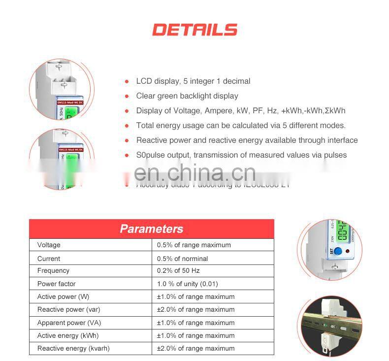EM115-Mod-WL DC 230V 45A single phase Wifi kwh meter smart wifi energy meter