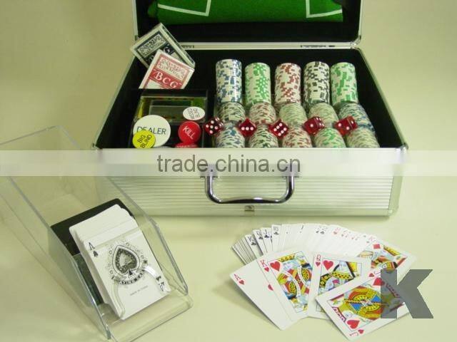 500pcs chips and cards inlay casino poker chip set with tool set for game
