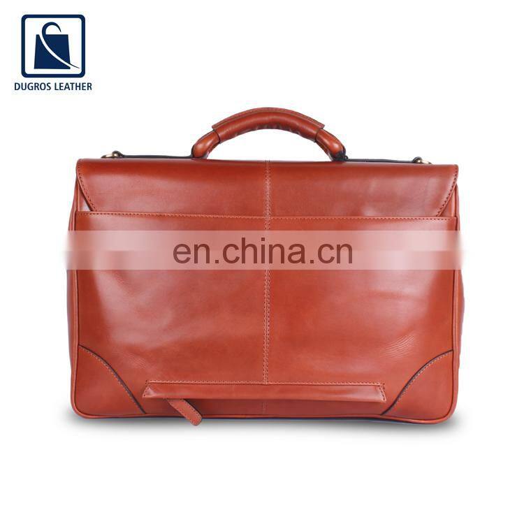 Manufacturer of Buff Antique Fitting Cotton Sitting Lining Material Genuine Leather Laptop Bag