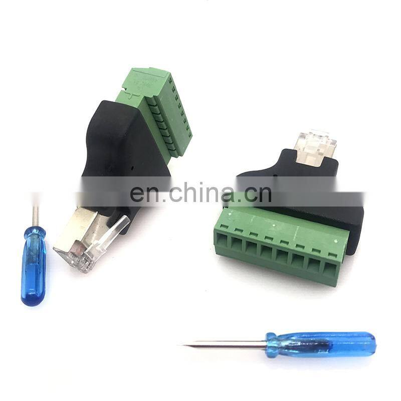 Easy Use Network RJ45 Male To 8 Pin Block Av Terminal Connector Screw Adaptor