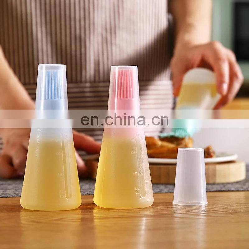 Barbecue Oil Brush Oil Dispenser with Brush High Temperature Resistant Silicone Oil Bottle with Brush Kitchen Baking Gadgets