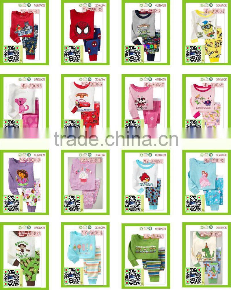 lovely cute walmart girl's cotton parallel pajamas MY-A0060