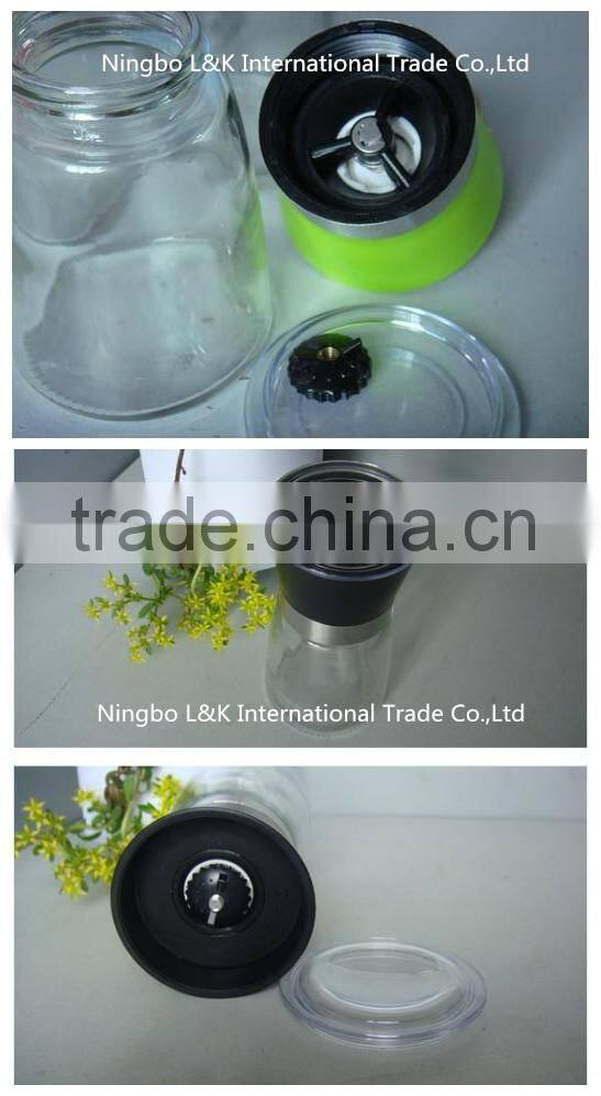 Custom salt pepper grinder,glass spice grinder bottle