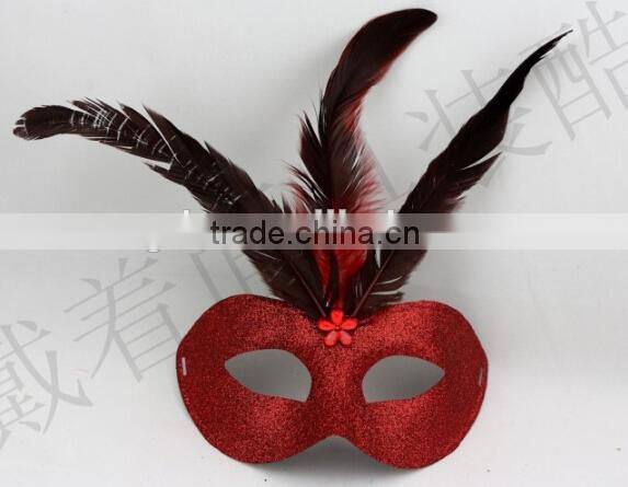 In stock 7colors New Venetian mask beautiful design feather mask purple feather masquerade mask