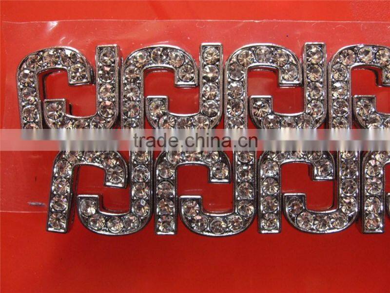 Beautiful 10mm Letters Slide Rhinestone Zinc Alloy Alphabets