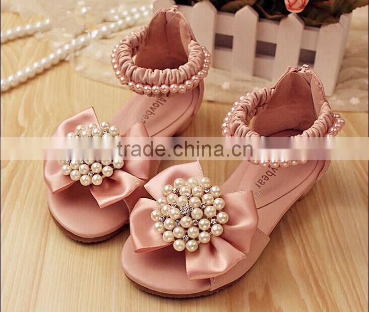 Wholesale baby girls shoes beige and pink with pearl baby girls dress shoes kids sandals