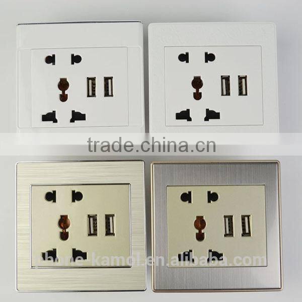 new design dual usb wall socket 5V 2A USB multi electrical switch plug socket