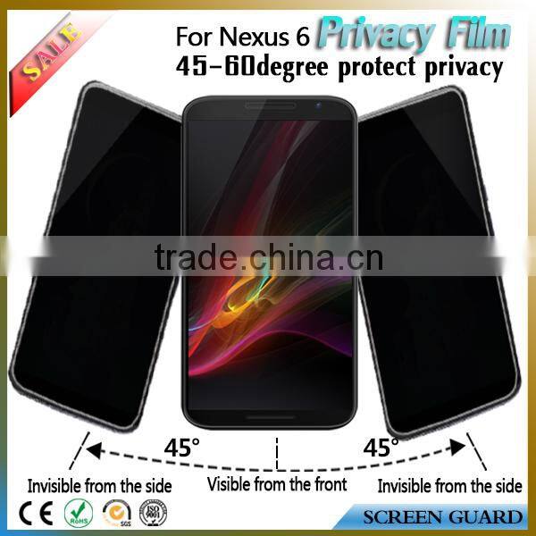 Delivery fast anti-spy privacy screen protector/filter for google nexus 6