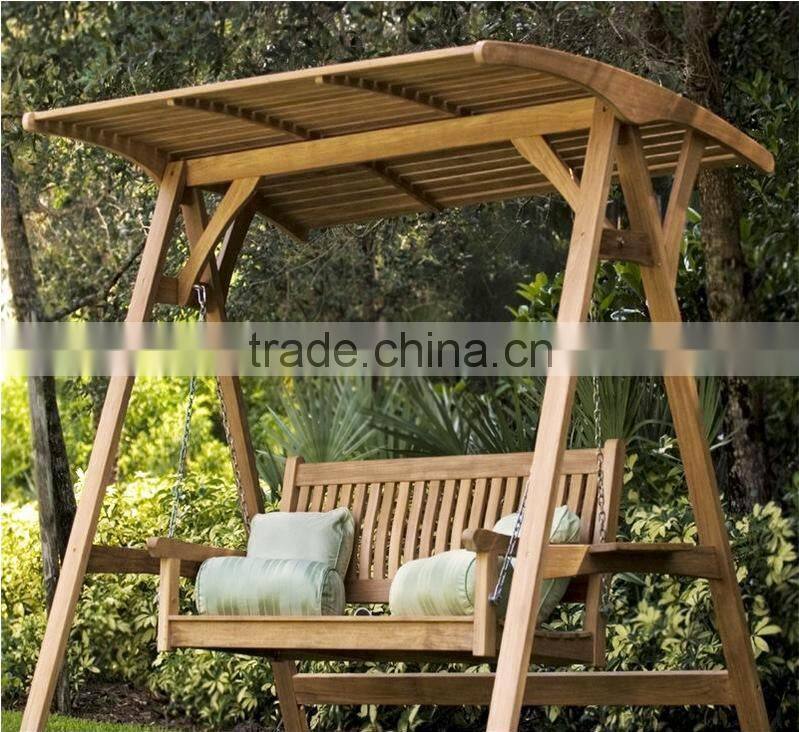Garden Patio Wooden Swing with Canopy /solid wooden swing Chair
