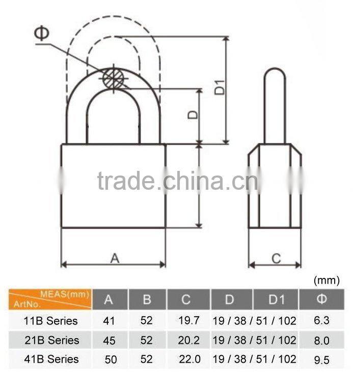 Light Duty Padlock with Removable Re-Keyable Core