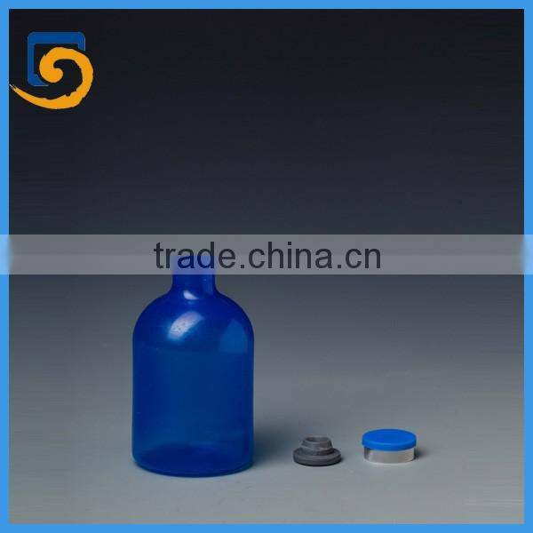 plastic sterile injection vials for veterinary with rubber stopper & aluminium seal