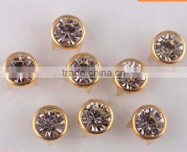 Sedex Audited Factory 2 Pillar Metal Rhinestone nail Prong Studs