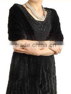 QD-LT8138 Fuzhuang Supplier Knitted Mink Fur Woman Shawl