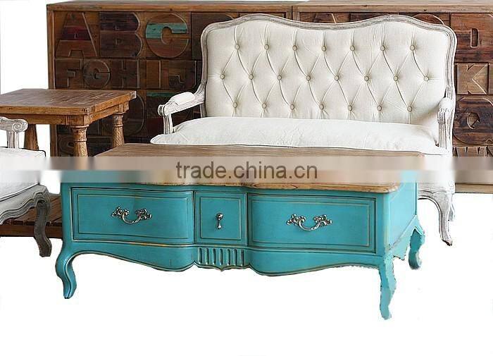 Home Furniture General Use blue Antique 2 drawers French table