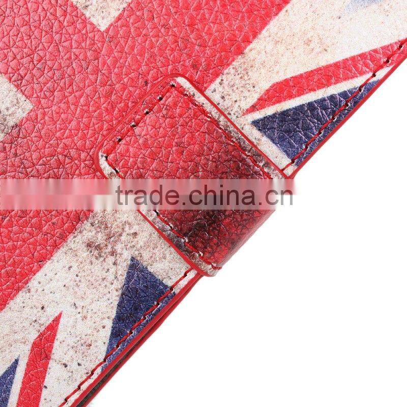 For HTC One M7 Retro UK/US Flag Flip Leather Cover Case