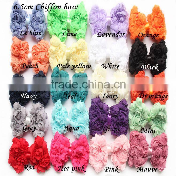 New style girly colorful 3" chiffon pearls hair bow,chiffon rosette hair bow hair hand