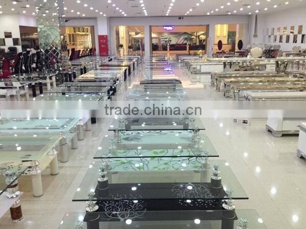 glass top stainless steel base coffee table HY-1005
