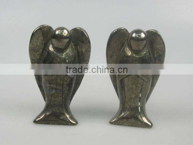Loose gemstone carved angel pyrite angel factory made