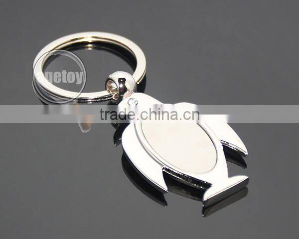 Promotional High Quality Zinc Alloy Custom Or Wholesale Blank Silver Metal Penguin Keychain